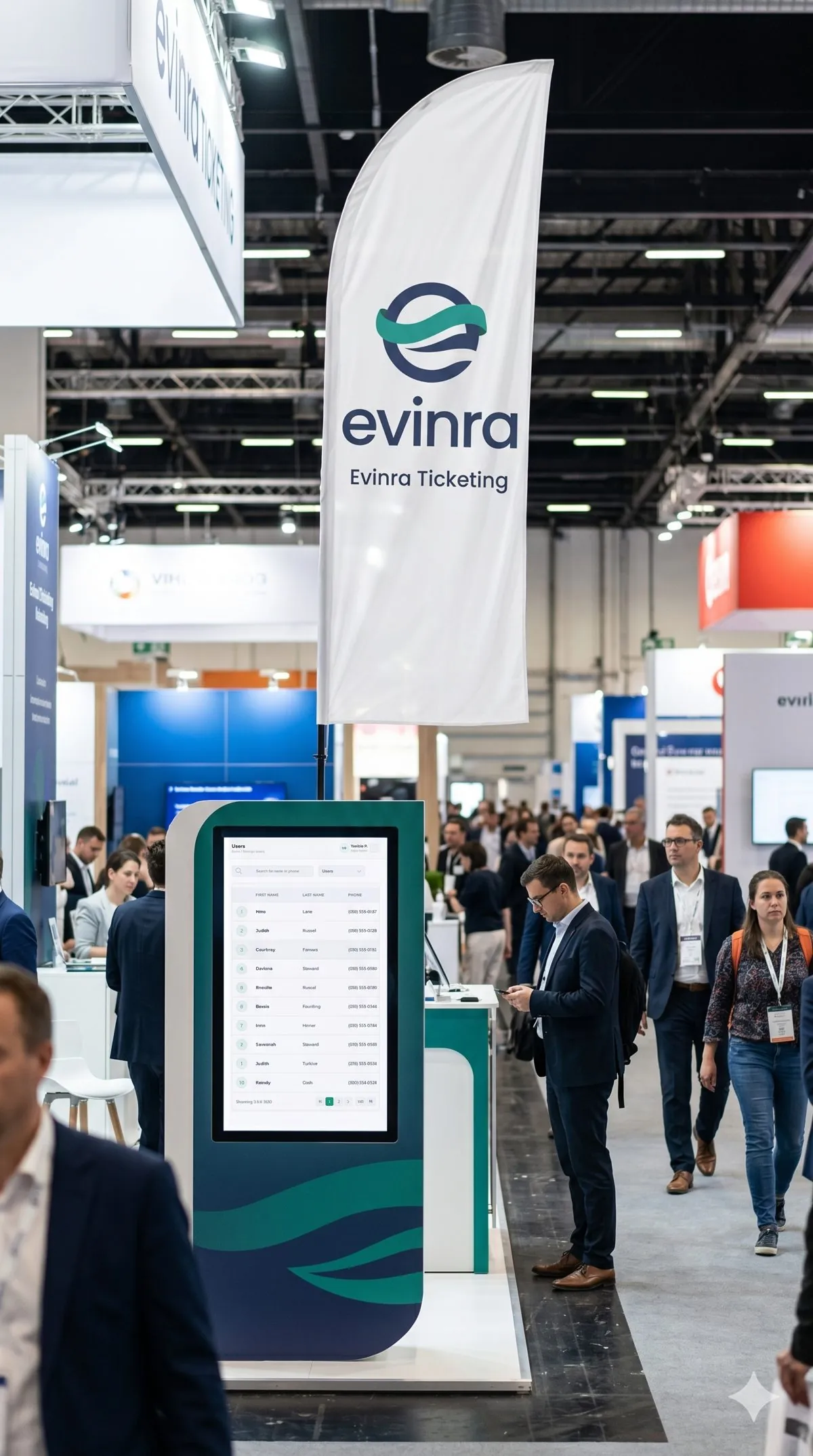 Event operators at an Evinra-powered box office booth